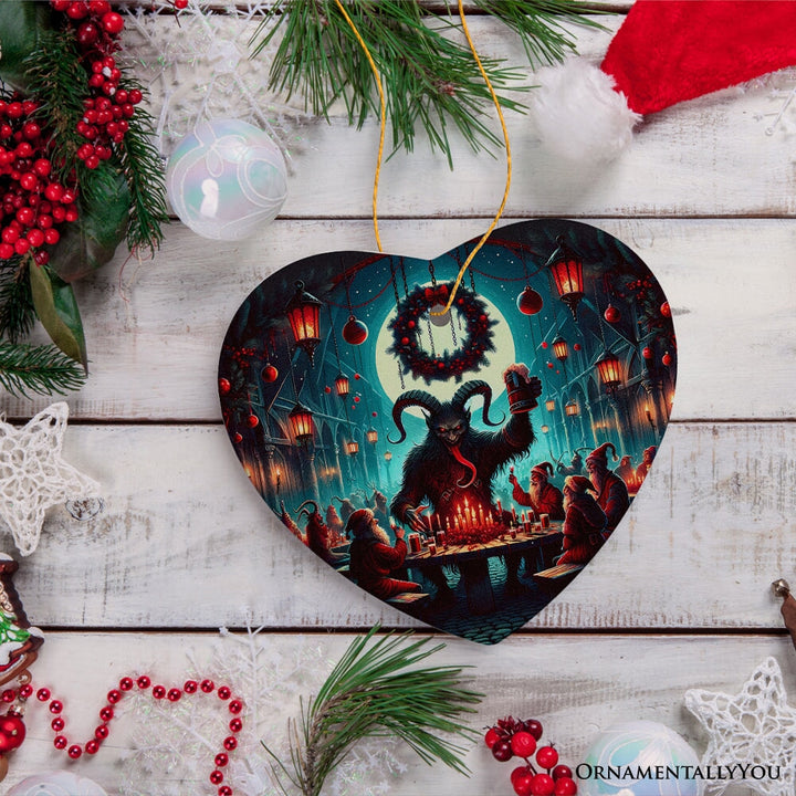 Krampus’s Unholy Revelry Ornament, Dark Folklore Celebration and Spooky Decor Ceramic Ornament OrnamentallyYou 