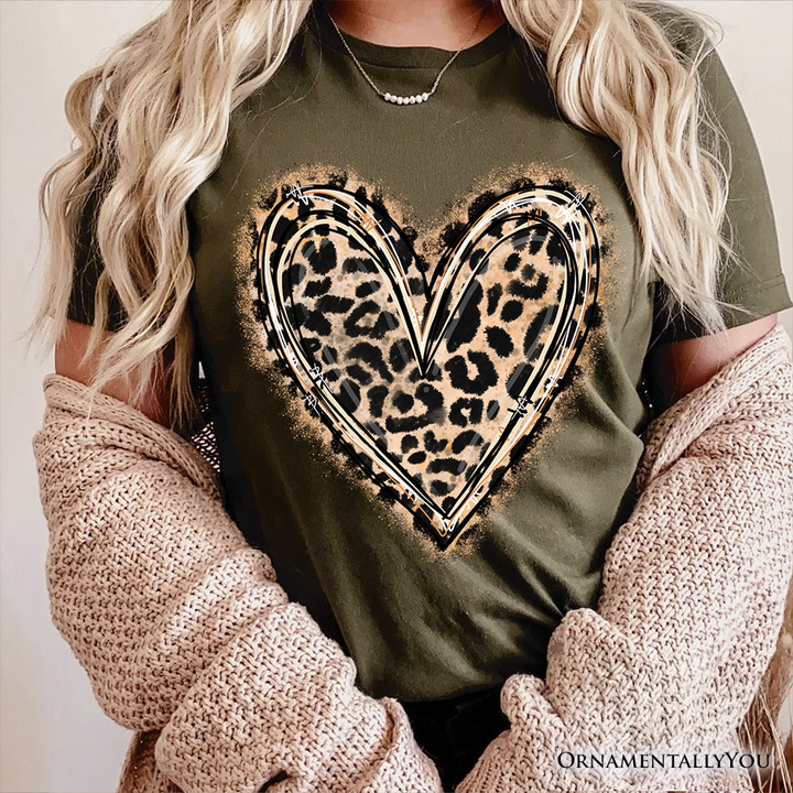 Leopard Heart Valentine T-Shirt, Watercolor Love Tee