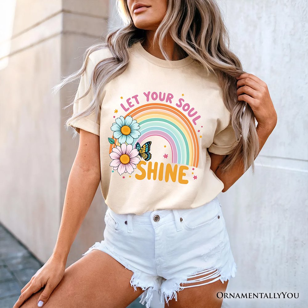 Let Your Soul Shine Rainbow T-Shirt, Retro Pastel Floral Feel Good Tee T-Shirts OrnamentallyYou 