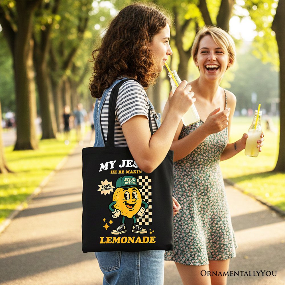 Life Gave Me Lemons Jesus Lemonade Tote Bag, Funny Christian Faith Retro Gift Shopper Tote Bag OrnamentallyYou 