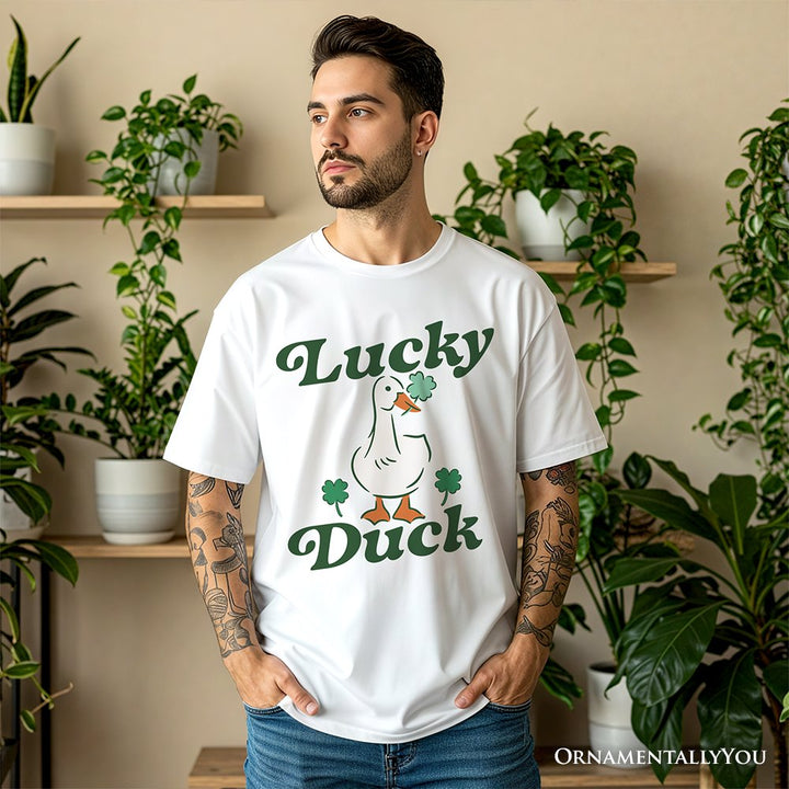 Lucky Duck St Patrick’s Day Shamrock T-Shirt, Cute Clover Tee T-Shirts OrnamentallyYou 