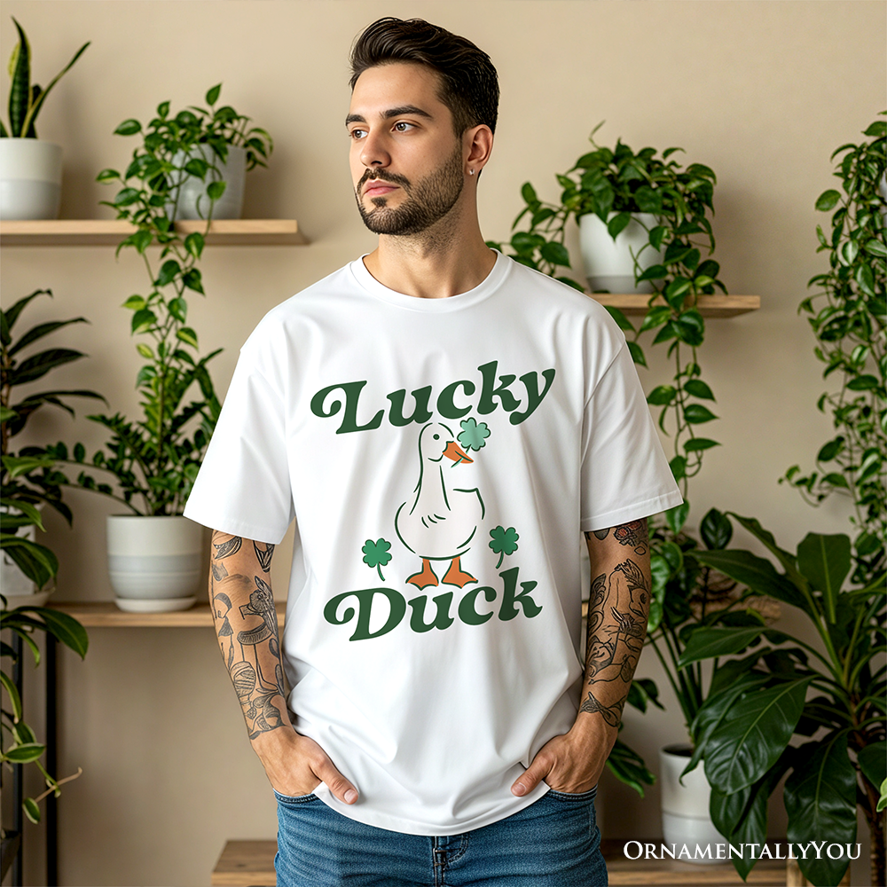 Lucky Duck St Patrick’s Day Shamrock T-Shirt, Cute Clover Tee