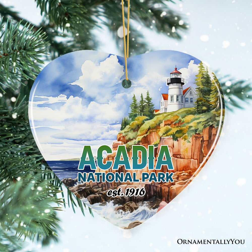 Majestic Acadia National Park Artwork Ornament, Travel Souvenir and Christmas Gift Ceramic Ornament OrnamentallyYou Heart 