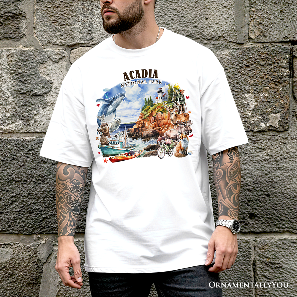 Majestic Acadia National Park Artwork T-Shirt, Maine Travel Tee and Souvenir