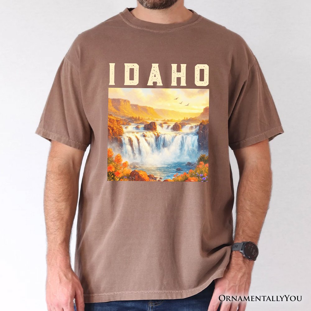 Majestic Idaho State Shoshone Falls T-Shirt, Scenic Waterfall Tee and Nature Travel Souvenir T-Shirts OrnamentallyYou 