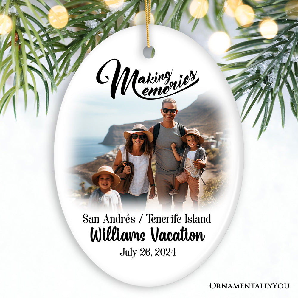 Making Memories Personalized Vacation Themed Ornament, Photo Upload Travel Souvenir