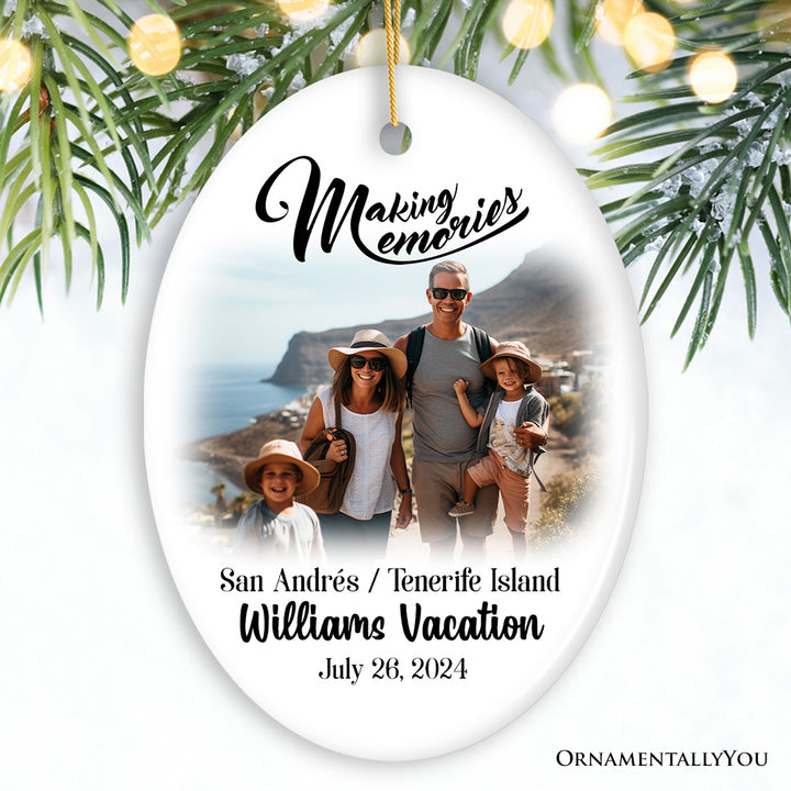 Making Memories Personalized Vacation Themed Ornament, Photo Upload Travel Souvenir