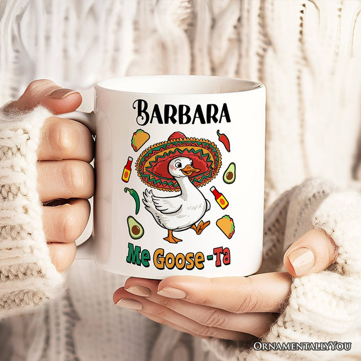 Me Goose-Ta Personalized Mug, Mexican Sombrero Goose Gift With Custom Name Personalized Ceramic Mug OrnamentallyYou 