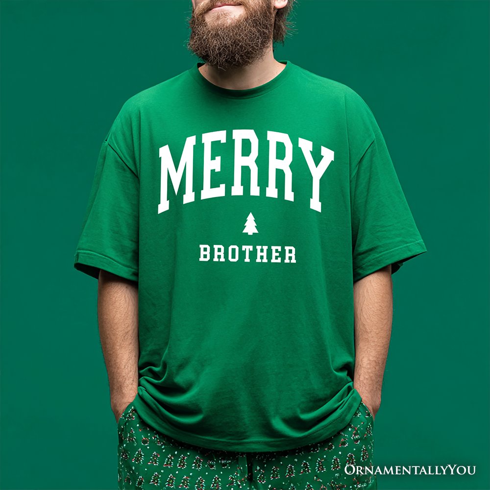 Merry Brother Retro Christmas T-Shirt, Matching Family Holiday Tee T-Shirts OrnamentallyYou 