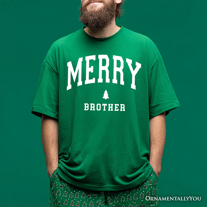 Merry Brother Retro Christmas T-Shirt, Matching Family Holiday Tee