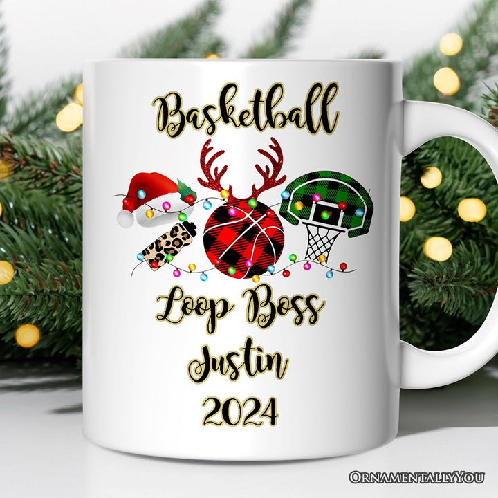 Personalized Mug Basketball Buffalo Plaid Christmas, Team and Coaches Gift Personalized Ceramic Mug OrnamentallyYou 