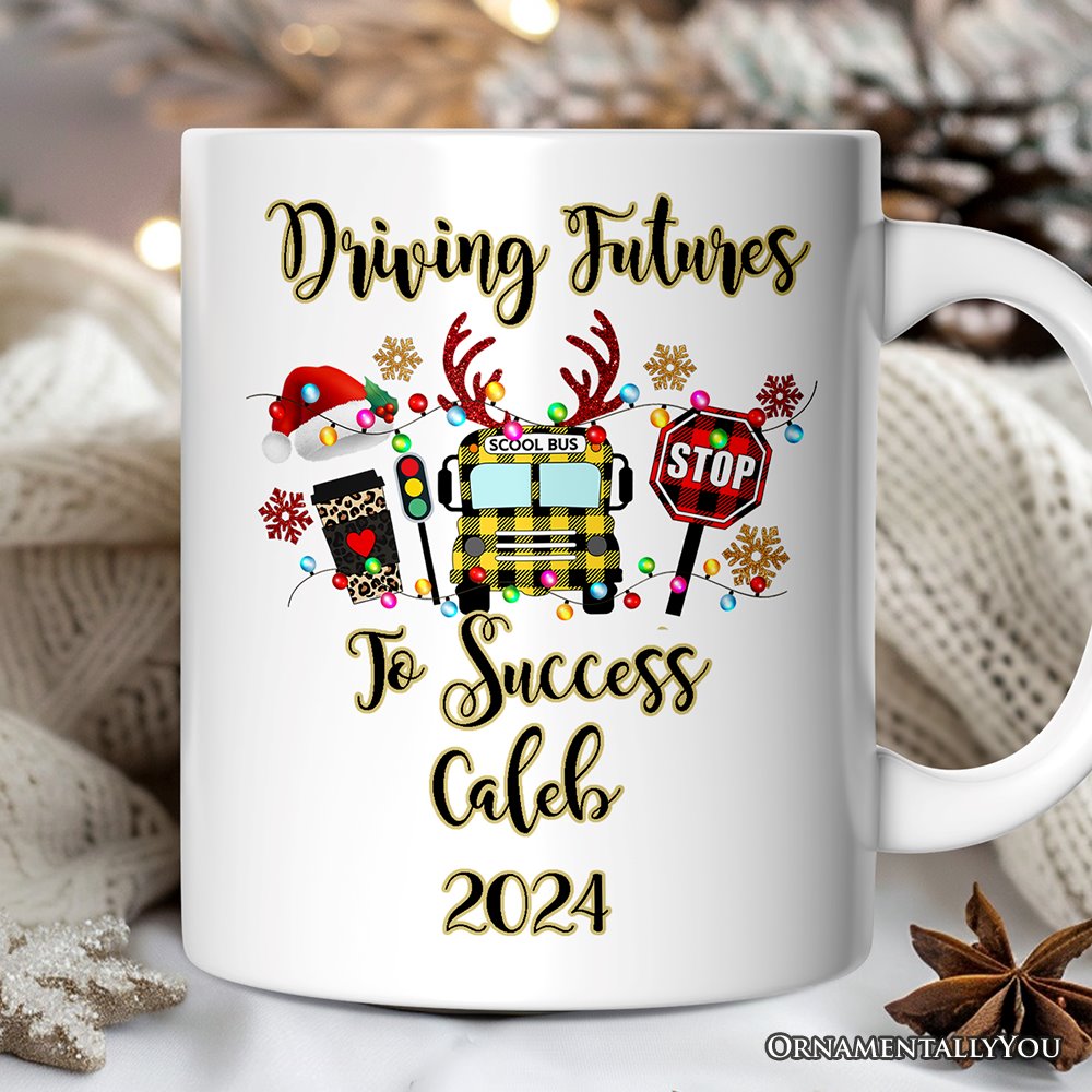 Personalized Mug School Bus Driver Buffalo Plaid Christmas Gift Personalized Ceramic Mug OrnamentallyYou 