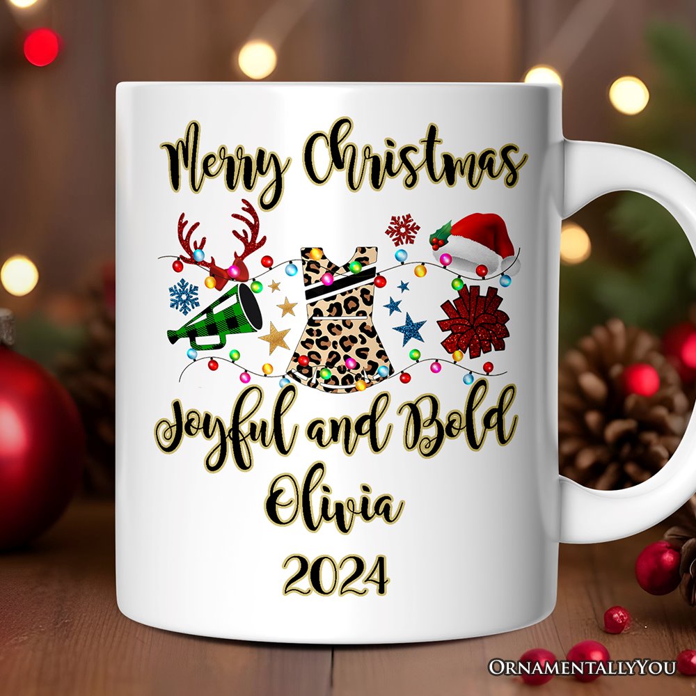 Personalized Mug Cheerleader Buffalo Plaid Christmas, Cheer Mom Gift Personalized Ceramic Mug OrnamentallyYou 