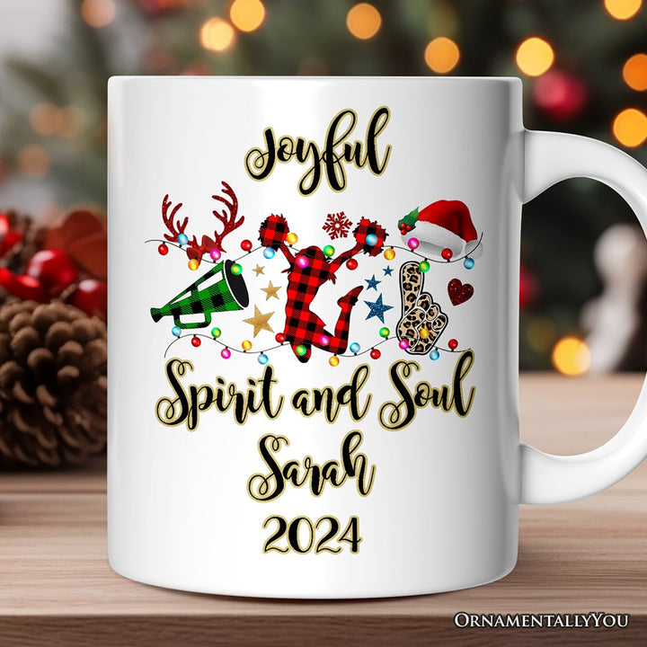 Personalized Mug Cheer Buffalo Plaid Christmas, Cheer Team or Coach Gift Personalized Ceramic Mug OrnamentallyYou 