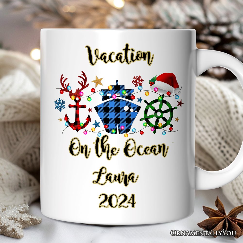 Personalized Mug Cruise Vacation Buffalo Plaid Christmas Gift Personalized Ceramic Mug OrnamentallyYou 