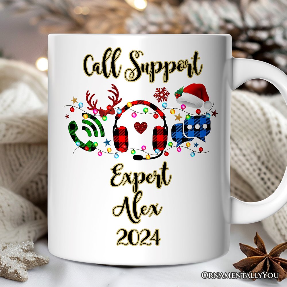 Personalized Mug Customer Service Representative Buffalo Plaid Christmas Gift Personalized Ceramic Mug OrnamentallyYou 