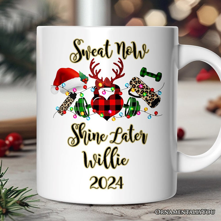 Personalized Mug Gym Buffalo Plaid Christmas, Personal Trainer Gift Personalized Ceramic Mug OrnamentallyYou 