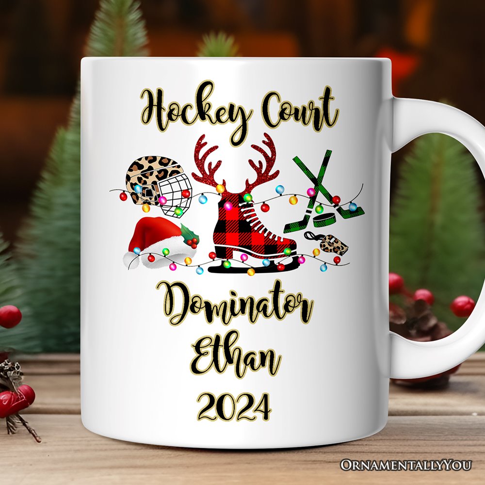 Personalized Mug Hockey Buffalo Plaid Christmas, Team and Coaches Gift Personalized Ceramic Mug OrnamentallyYou 