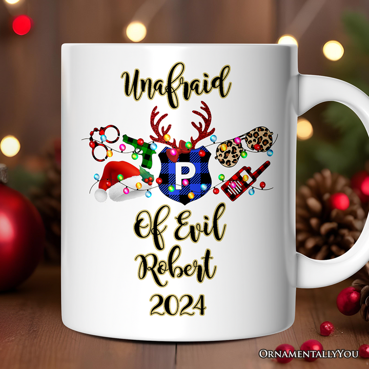 Personalized Mug Police Officer Christmas Buffalo Plaid Christmas