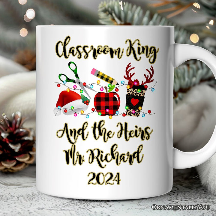 Personalized Mug Merry Christmas Plaid Teacher, School Professional Gift Personalized Ceramic Mug OrnamentallyYou 