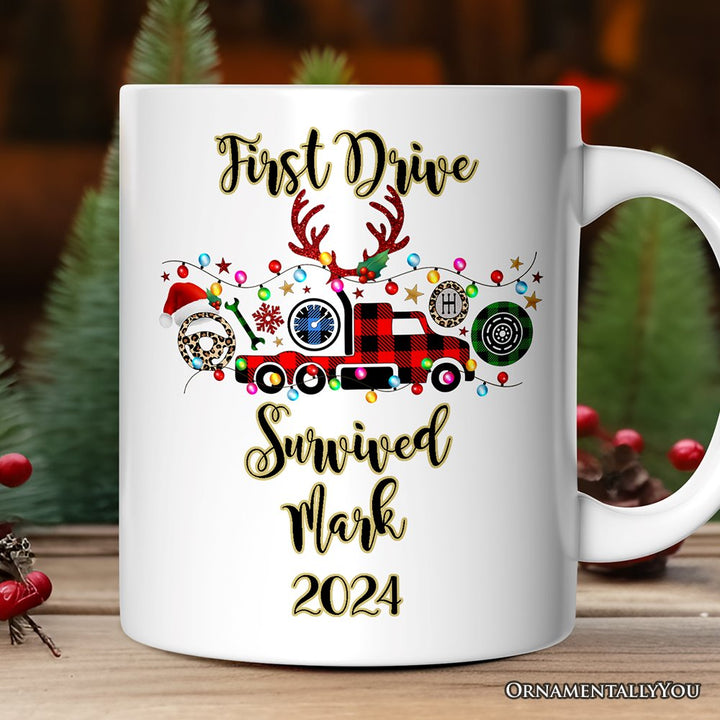 Personalized Mug Truck Driver and Logistics Buffalo Plaid Christmas, Freight Delivery and Dispatcher Gift Personalized Ceramic Mug OrnamentallyYou 