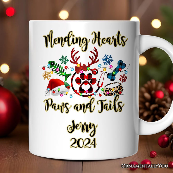 Personalized Mug Pet Themed Buffalo Plaid Veterinarian Christmas, Animal Owner Gift Personalized Ceramic Mug OrnamentallyYou 