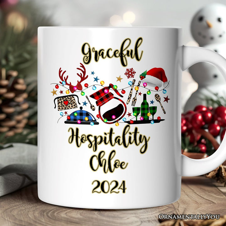 Personalized Mug Waitress Buffalo Plaid Christmas Gift Personalized Ceramic Mug OrnamentallyYou 