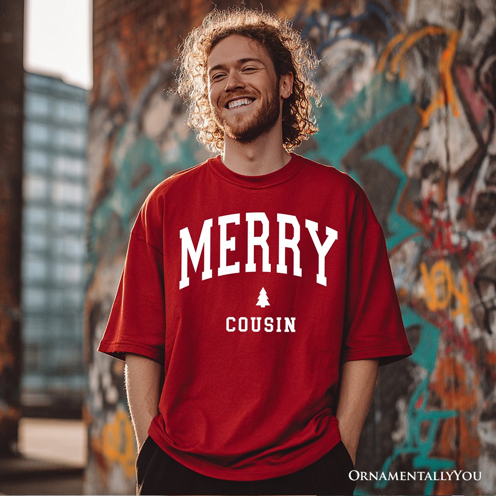 Merry Cousin Retro Christmas T-Shirt, Matching Family Holiday Tee T-Shirts OrnamentallyYou 