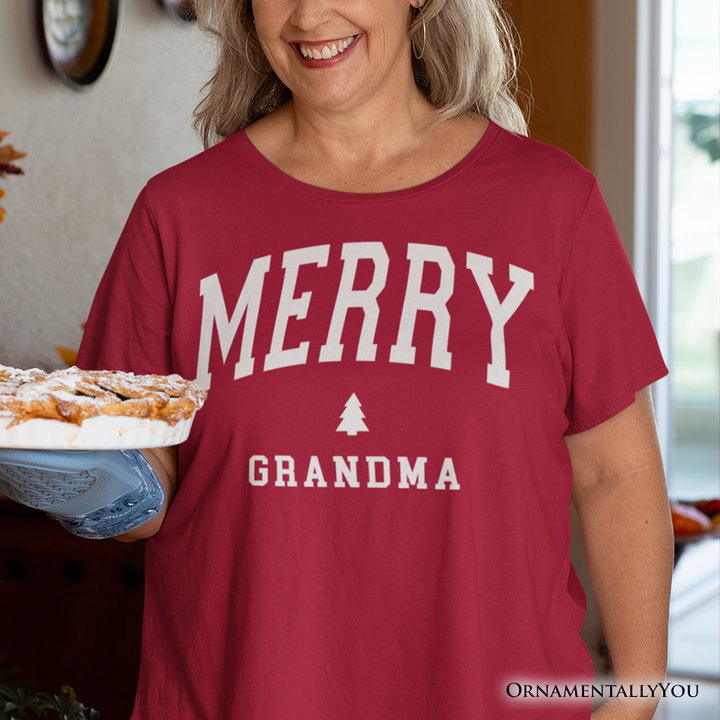 Merry Grandma Retro Christmas T-Shirt, Matching Family Holiday Tee