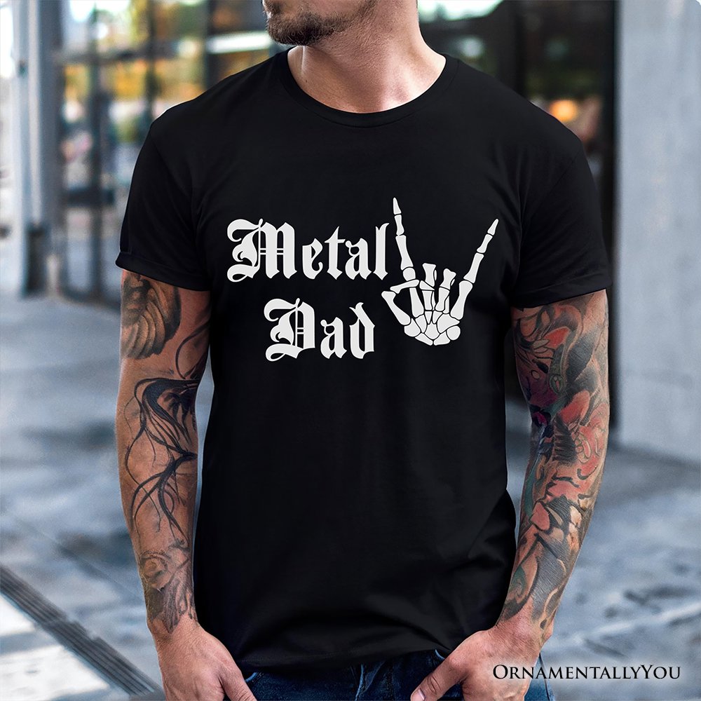 Metal Dad Skeleton T-Shirt, Rock Music Hand Sign Tee T-Shirts OrnamentallyYou 
