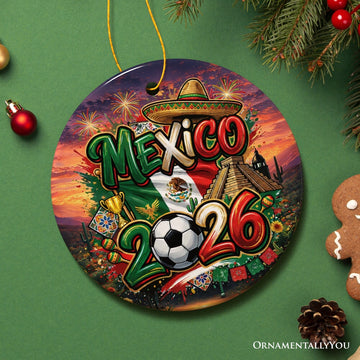 Mexico 2026 Soccer Cup Global Championship Ornament, Fans Football Gift and Tree Decor Ceramic Ornament OrnamentallyYou 