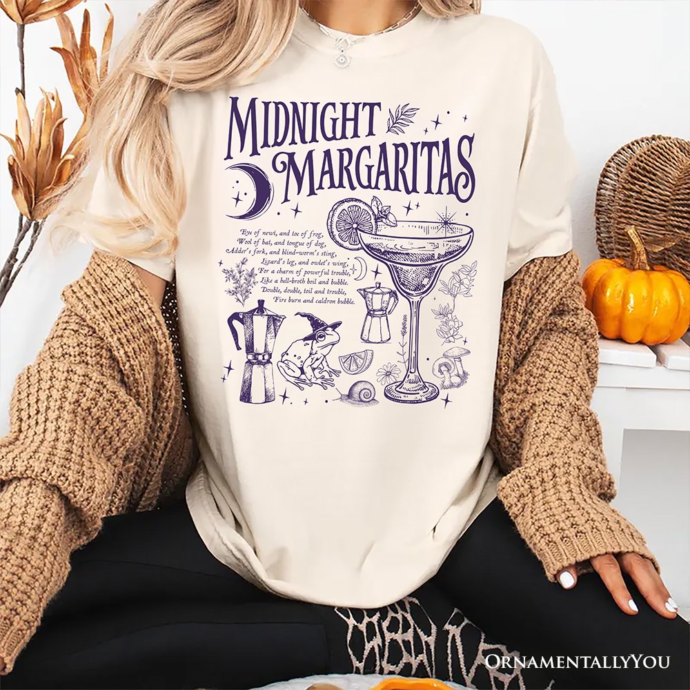 Midnight Margaritas Halloween T-Shirt, Whimsical Tee for Drinking Witches T-Shirts OrnamentallyYou 