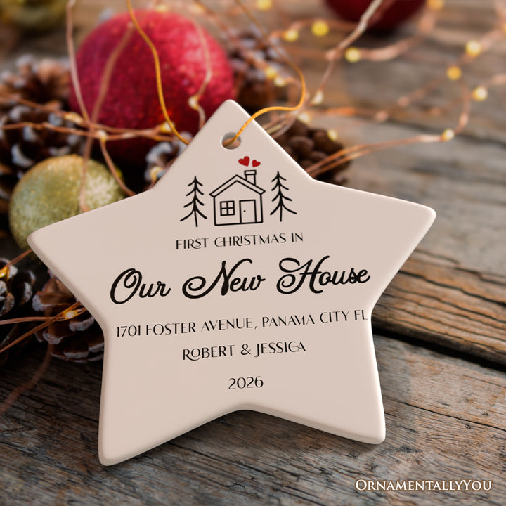 Minimalist First Christmas in Our New Home Personalized Ornament