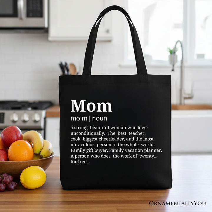 Mom Definition Canvas Tote Bag, Funny Mothers Day Gift Shopper