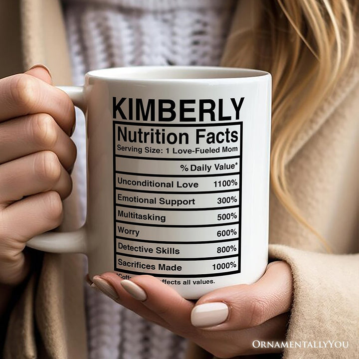 Mom Nutrition Facts Personalized Mug, Birthday Gift With Custom Names and Percentages Personalized Ceramic Mug OrnamentallyYou 