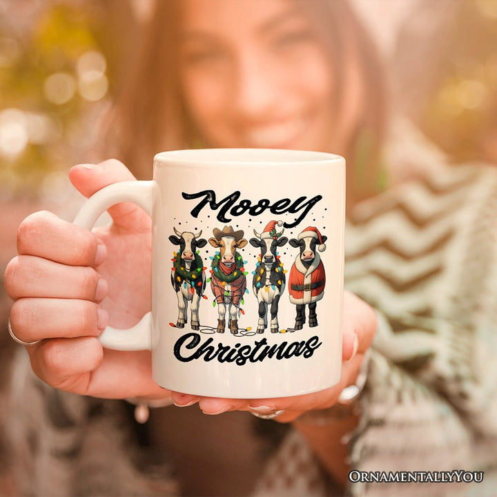 Mooey Christmas Personalized Mug, Cow Lover Gift with Custom Name Personalized Ceramic Mug OrnamentallyYou 12oz Mug Non-Custom 