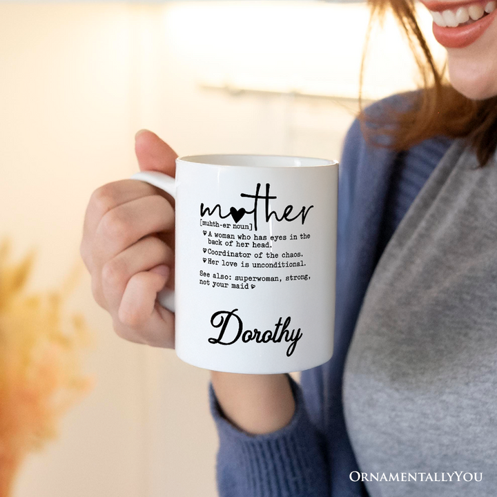 Mother Definition Personalized Mug, Inspirational Mother Gift With Custom Name