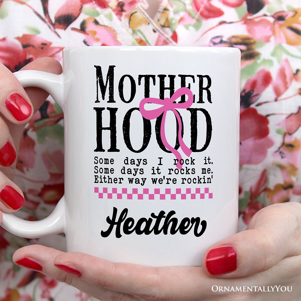 Motherhood Personalized Mug, Mom Gift With Custom Name Personalized Ceramic Mug OrnamentallyYou 