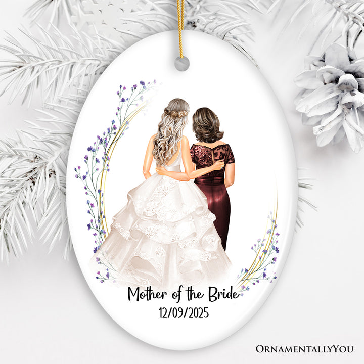 Mother and Daughter Wedding Bride Personalized Gift Ornament Ceramic Ornament OrnamentallyYou Oval 