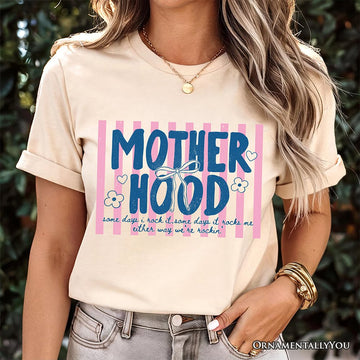 Motherhood Striped T-Shirt, Rockin' Trendy Preppy Mom Tee T-Shirts OrnamentallyYou 