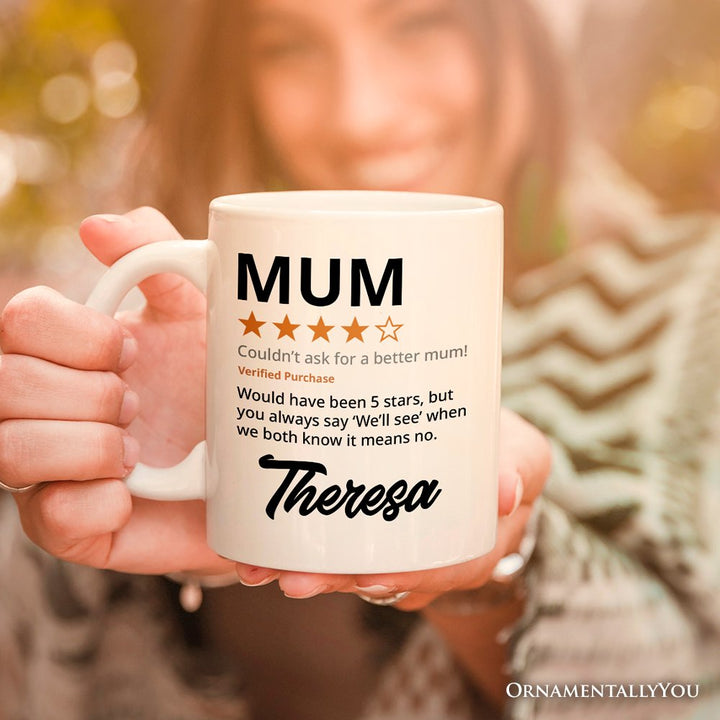 Mum Star Reviewed Personalized Mug, Playful Mother Gift With Custom Name Personalized Ceramic Mug OrnamentallyYou 