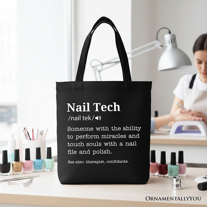 Nail Tech Definition Canvas Tote Bag, Funny Gift Shopper for Nail Hustler