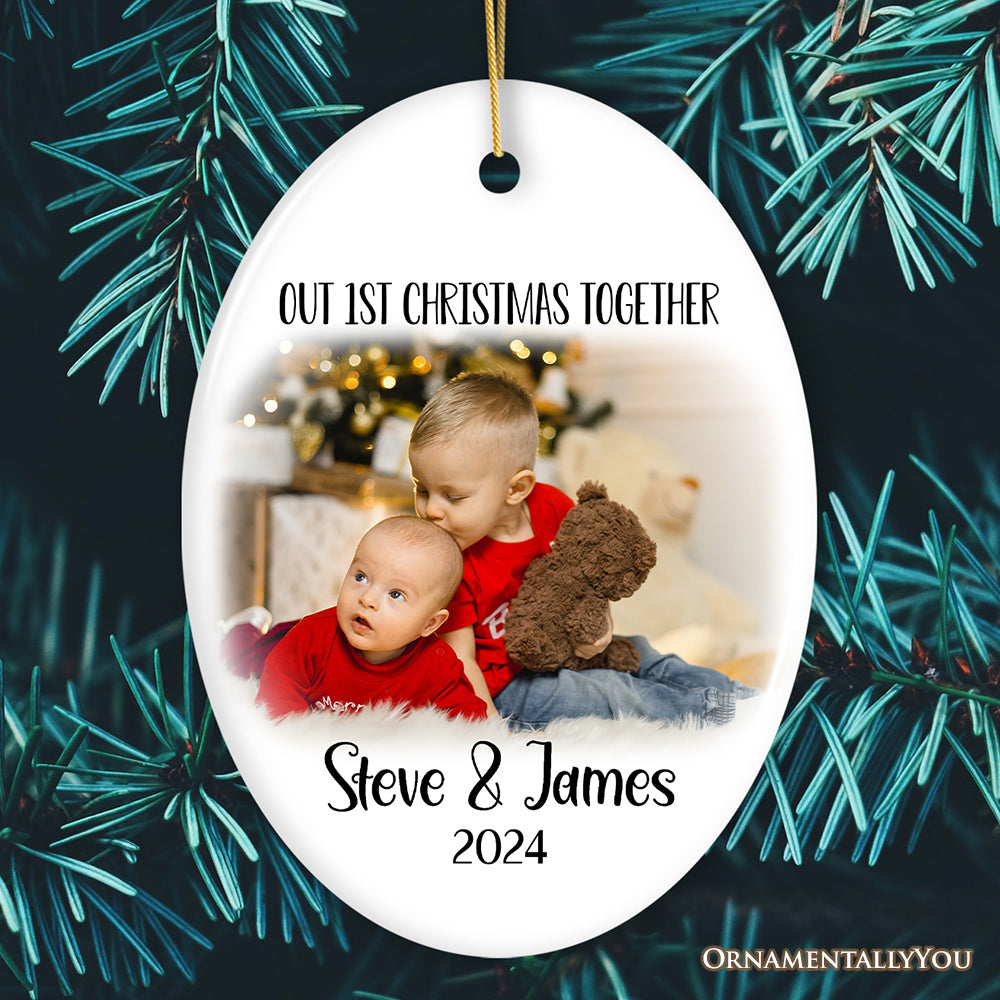 New Little Brother or Sister Customized Photo Ornament, Our 1st Christmas Together