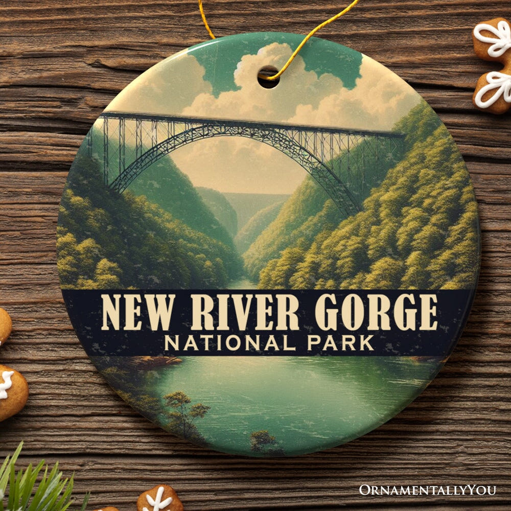 New River Gorge National Park Ornament, West Virginia Iconic Bridge View Christmas Keepsake and Travel Souvenir Ceramic Ornament OrnamentallyYou 