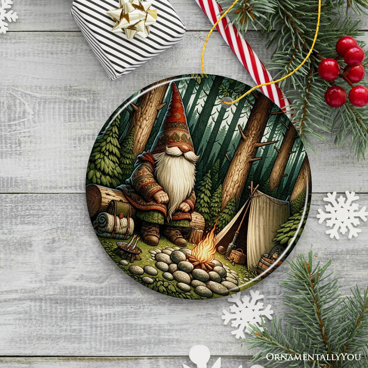 Nordic Folk Gnome Forest Elder Ornament, Scandinavian Folklore Camping Tree Decor Ceramic Ornament OrnamentallyYou 
