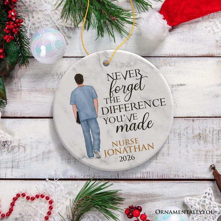 Nurse Appreciation Personalized Gift Inspirational Quote Ornament, Custom Healthcare Worker Ceramic Ornament OrnamentallyYou 