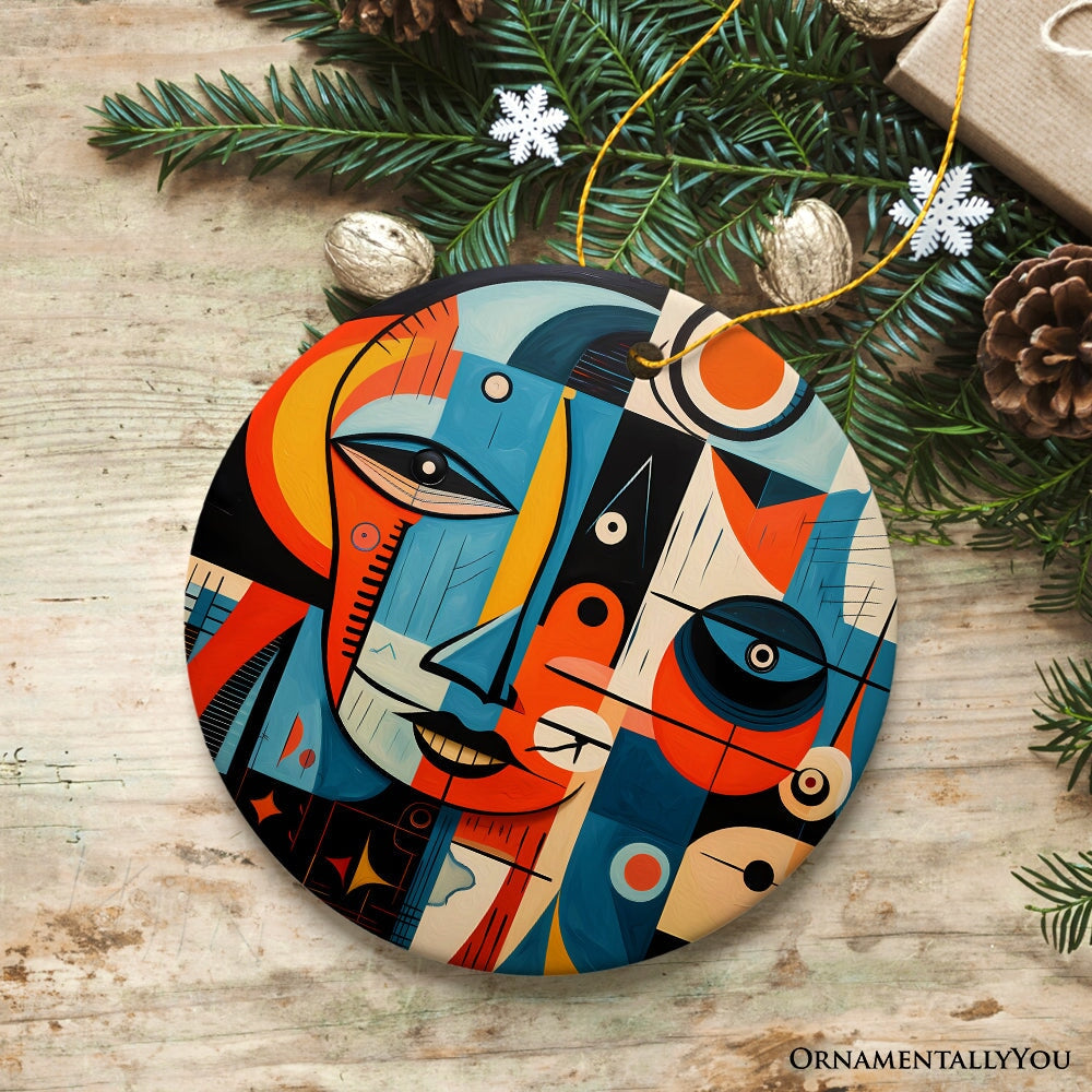 Pablo Picasso Modernist Mosaic Round Ceramic Ornament, Abstract Cubist Art Face Decoration Souvenir Ceramic Ornament OrnamentallyYou 