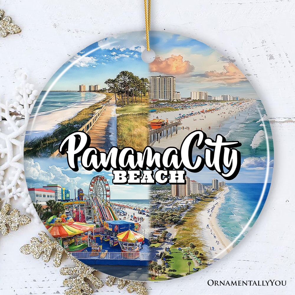 Panama City Beach Tropical Paradise Ornament, Florida Coastal Christmas Gift and Souvenir Ceramic Ornament OrnamentallyYou Version 2 