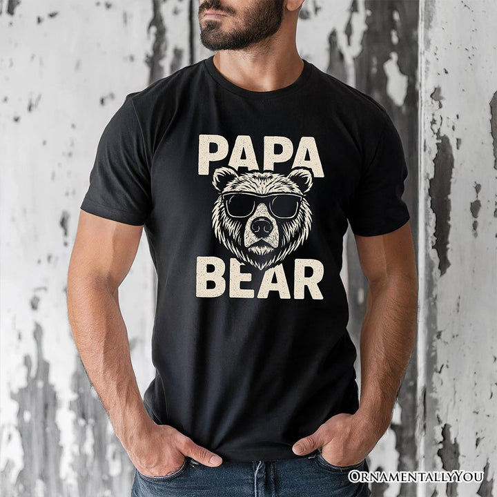Papa Bear Sunglasses T-Shirt, Black Vintage Tee for Cool Dads T-Shirts OrnamentallyYou 