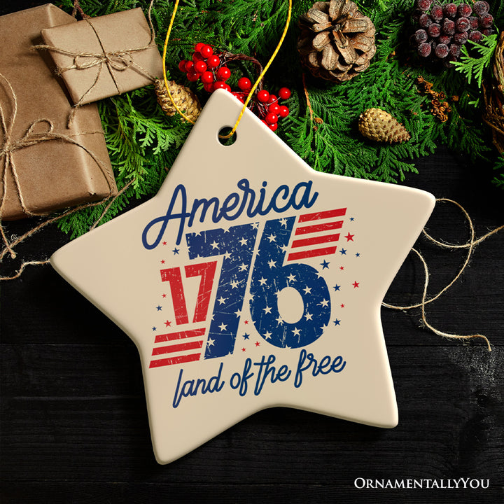 Patriotic America 1776-2026 Land of the Free Ornament, 250 Year Independence Day Celebration Keepsake
